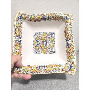 Italian Ceramic Art Bowl: Meridiana Ceramiche MC66 Yellow & Blue Design